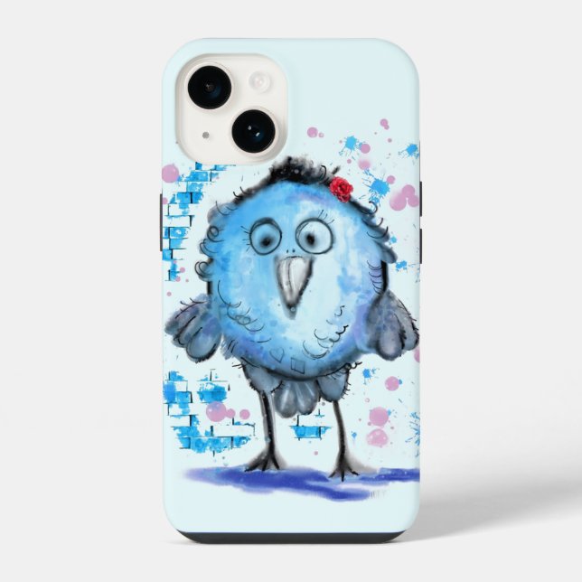 Coque iPhone Étui iPhone drôle Petit Oiseau Bleu (Verso)