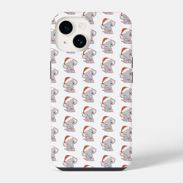 Coque iPhone Étui iPhone Éléphant de Noël (Verso)