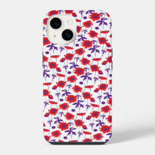 Coque Pour iPhone 14 Étui iPhone en damas botanique blanc coquelicot