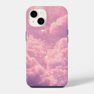 Coque Pour iPhone 14 Étui iPhone esthétique nuage rose, design ciel de