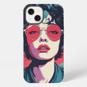 Etui iPhone 13 Étui iPhone Femme Pop Art Rétro avec Lunettes de S