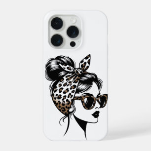 Coque iPhone 15 Pro Étui iPhone Fille Imprimé Léopard Mode
