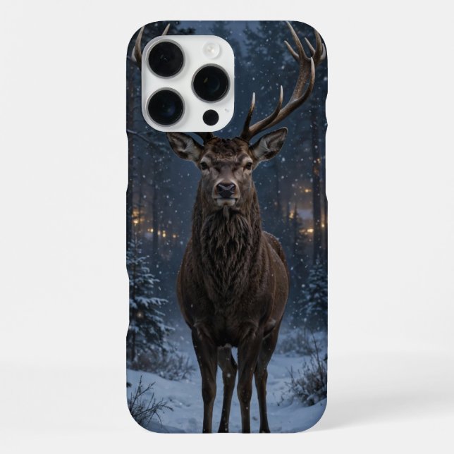 Coque iPhone Étui iPhone Forêt de cerfs en hiver (Verso)