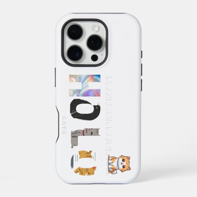 Coque iPhone Étui iPhone Holo, conception de chat robuste et ré (Verso)