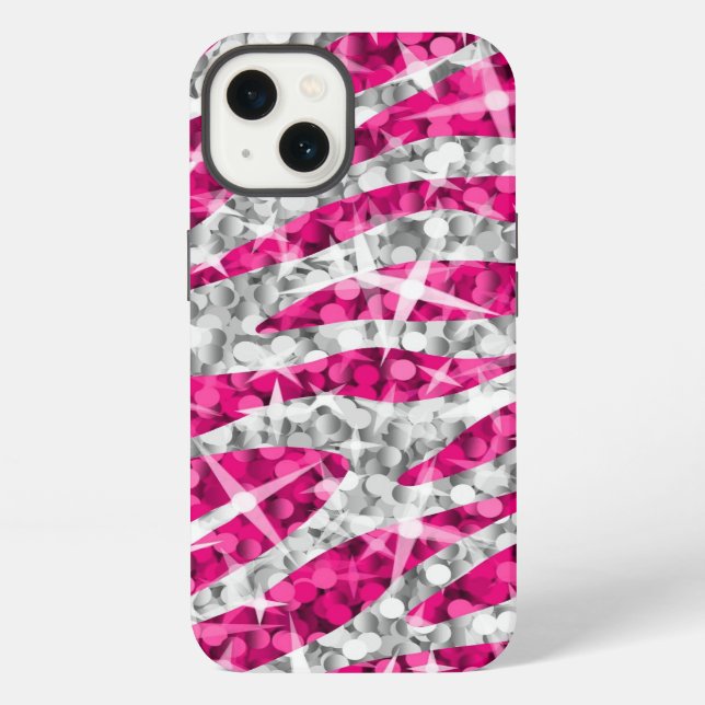 Coque iPhone Étui iPhone horizontal imprimé Glitz Zebra Rose (Verso)