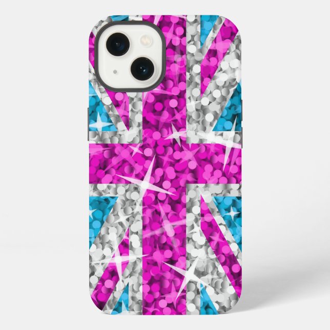 Coque iPhone Étui iPhone imprimé Glitz UK Rose (Verso)