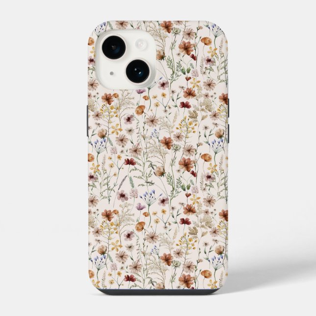 Coque iPhone Étui iPhone / iPad à motif floral bohème aquarelle (Verso)