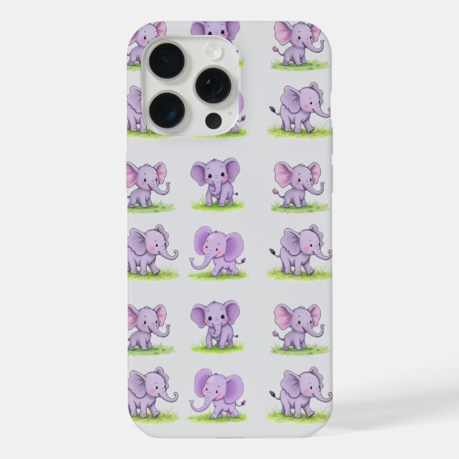 Coque iPhone Étui iPhone/iPad bébé éléphant violet (Verso)