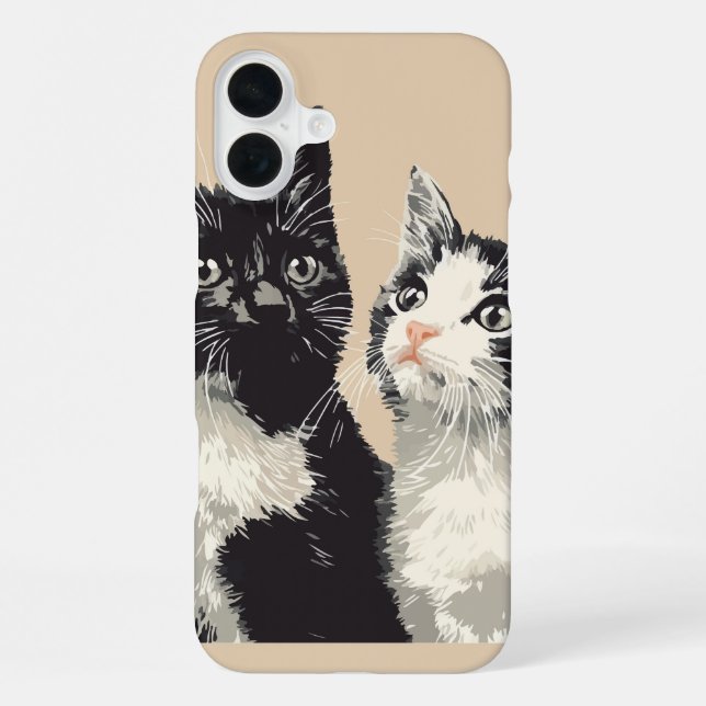 Coque iPhone Étui iPhone / iPad Chats noir et blanc (Verso)