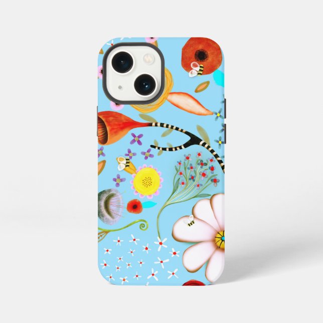 Coque iPhone Étui iPhone / iPad floral turquoise (Verso)
