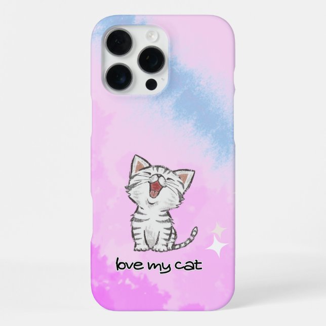 Coque iPhone Étui iPhone / iPad rose chat (Verso)