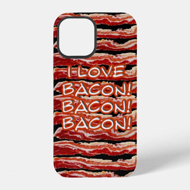 Coque iPhone Étui iPhone J'adore le Bacon Bacon Bacon (Verso)