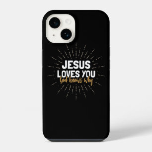 Coque Pour iPhone 14 Étui iPhone Jésus Vous Aime - Dieu Sait Pourquoi