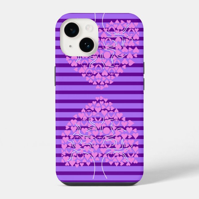 Coque iPhone Étui iPhone Love Tree Purple Heart (Verso)