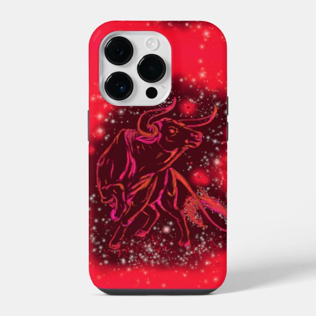Coque iPhone Étui iPhone Magic Red Bull Running Starry Night (Verso)