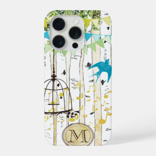 Coque iPhone 15 Pro Étui iPhone Monogram Cage à Oiseaux Arbre de boule