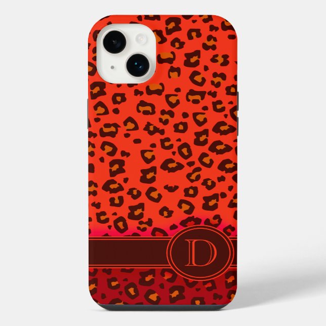 Coque iPhone Étui iphone monogramme rouges imprimé léopard (Verso)