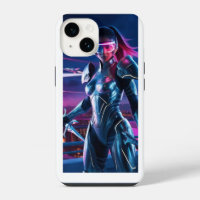 Étui iPhone Neon Cyber Warrior – Sci-Fi Futuriste