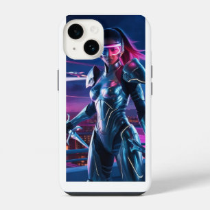 Coque Pour iPhone 14 Étui iPhone Neon Cyber Warrior – Sci-Fi Futuriste