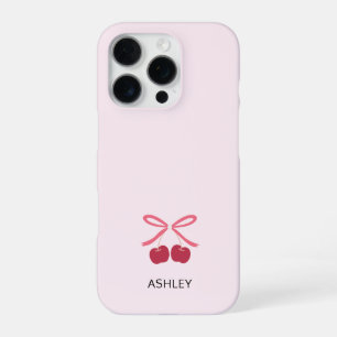 Coque iPhone 16 Pro Étui iPhone   Nœud Cerise Douce Housse de Téléphon