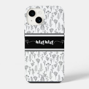 Coque Pour iPhone 14 Étui Iphone noir et blanc pour Maman