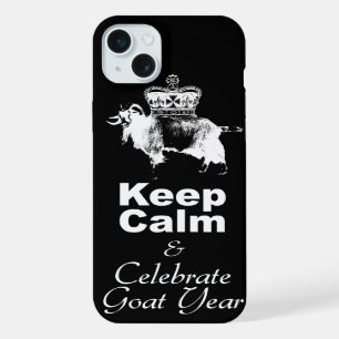 Coque iPhone 15 Plus Étui iPhone noir pour l'année de la Chèvre "Keep C