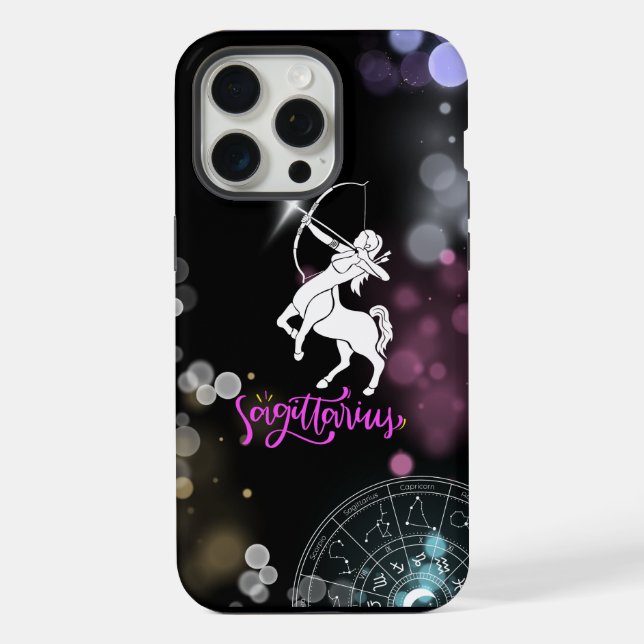 Coque iPhone Étui iPhone noir Sagittaire (Verso)