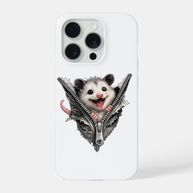 Coque iPhone Étui iPhone Opossum Drôle en 3D dans une Pochette  (Verso)