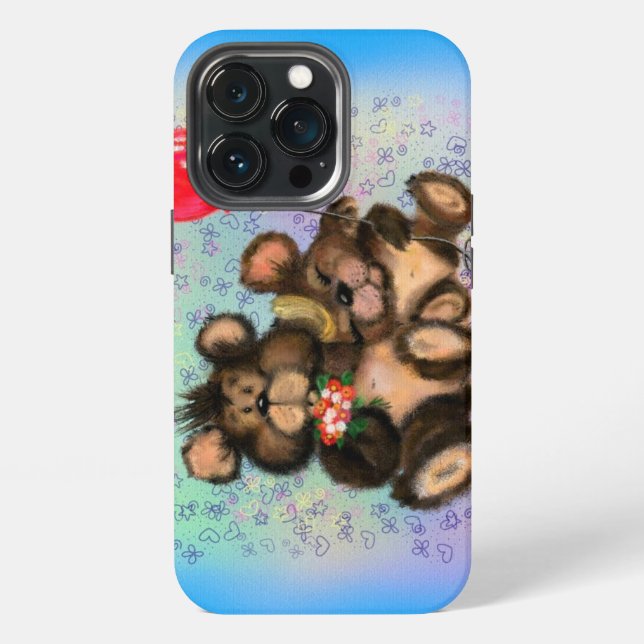 Coque iPhone Étui iPhone Oursons et Maman (Dos)