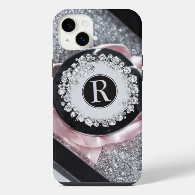 Coque iPhone Étui iPhone pailleté argent glamour  (Verso)