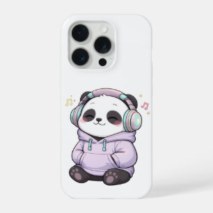 Coque iPhone 15 Pro Étui iPhone Panda Mignon Écouteurs Kawaii Aesthe