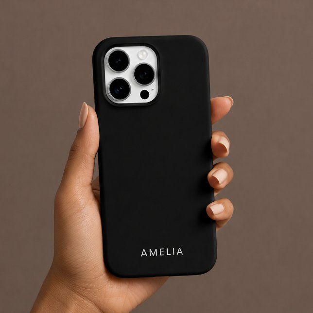 Coque iPhone Étui iPhone personnalisé avec nom noir simple (Créateur téléchargé)