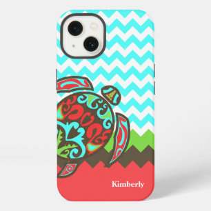 Etui iPhone 13 Étui iPhone personnalisé Chevron et Tortue de mer