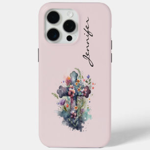 Coque iPhone 15 Pro Max Étui iPhone personnalisé Fleur Chrétienne