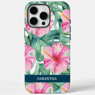 Coque iPhone 16 Pro Max Étui iPhone personnalisé Fleurs Roses Tropicales