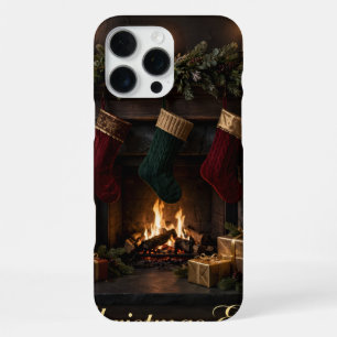 Coque iPhone 16 Pro Max Étui iPhone pour la veille de Noël avec cheminée