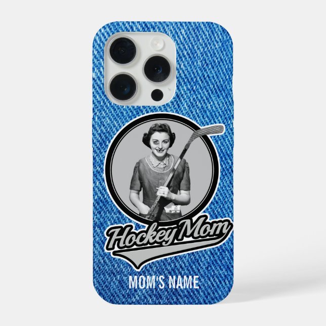 Coque iPhone Étui iPhone pour maman de hockey (Verso)
