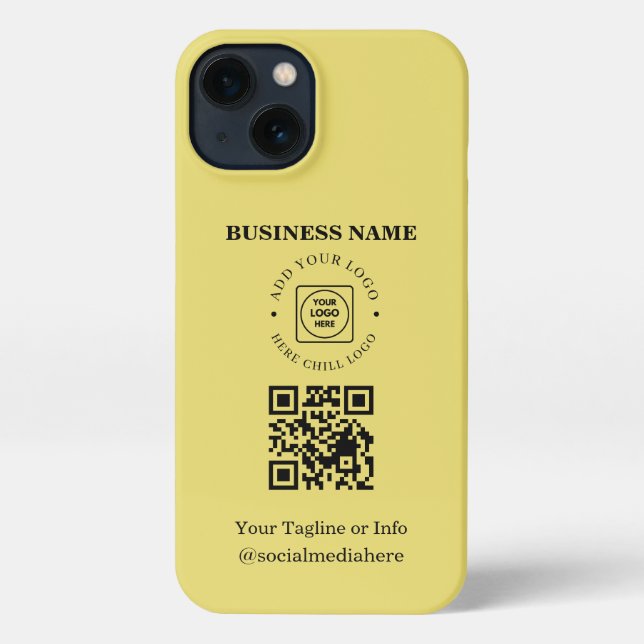 Coque iPhone Étui iPhone promo entreprise code QR logo or (Verso)