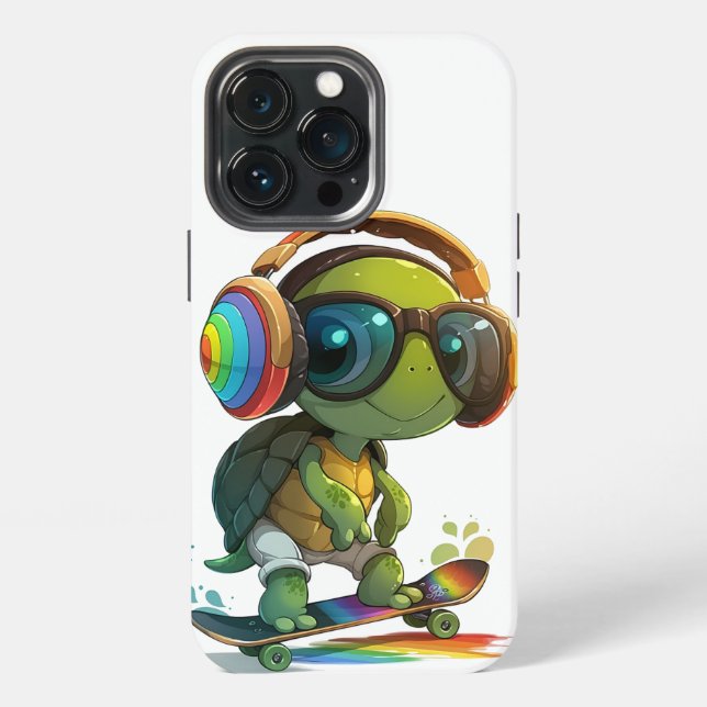 Coque iPhone Étui iPhone Radical Turtle Skateboarder (Dos)