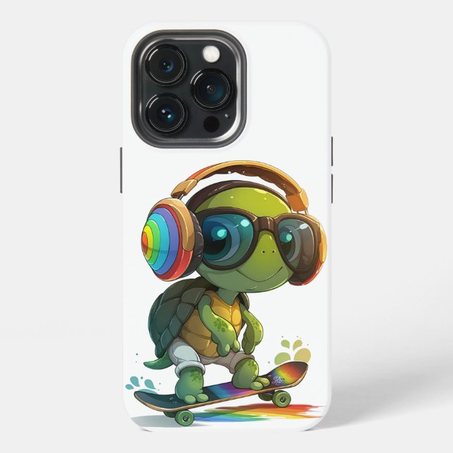 Coque iPhone Étui iPhone Radical Turtle Skateboarder (Dos)