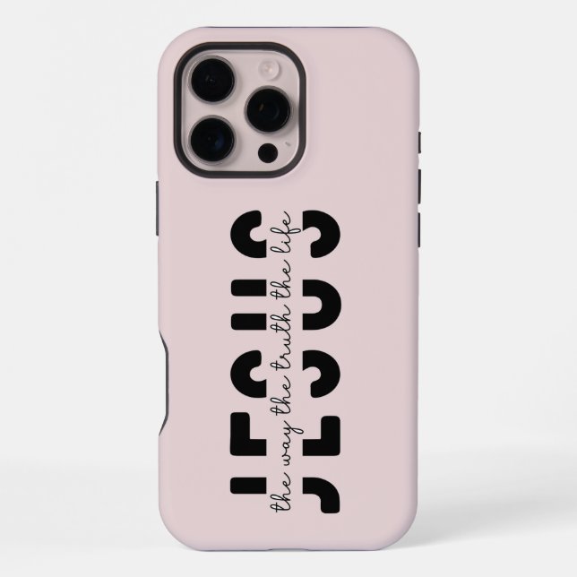 Coque iPhone Étui iPhone rose moderne avec écriture sacrée  (Verso)