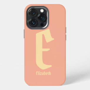 Etui iPhone 13 Pro Étui iPhone rose monogramme personnalisé moderne