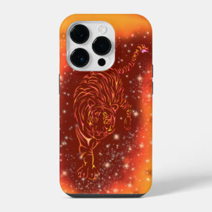 Coque Pour iPhone 14 Plus Étui iPhone Tigre courant dans Nuit Étoilée