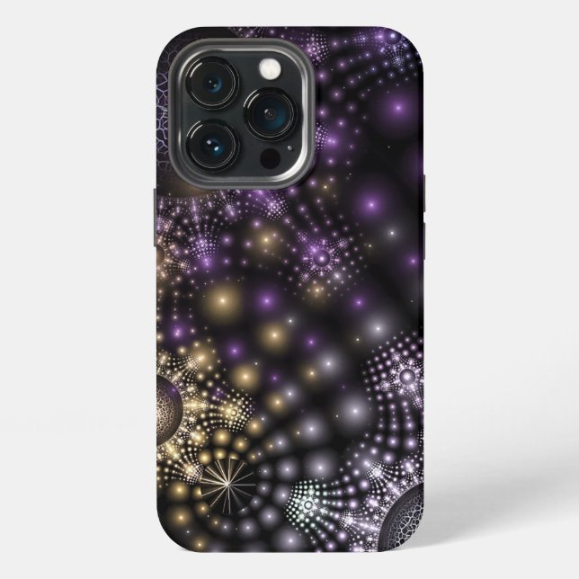 Coque iPhone Étui iPhone Univers Mandala Art Sphère Fractale (Dos)