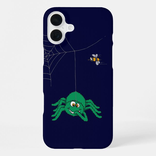 Coque iPhone Étui iphone vert vilain foncé araignée & mouche (Verso)