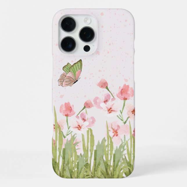 Coque iPhone Étui 'Jardin Papillon' pour iPhone 16 Pro Max (Verso)