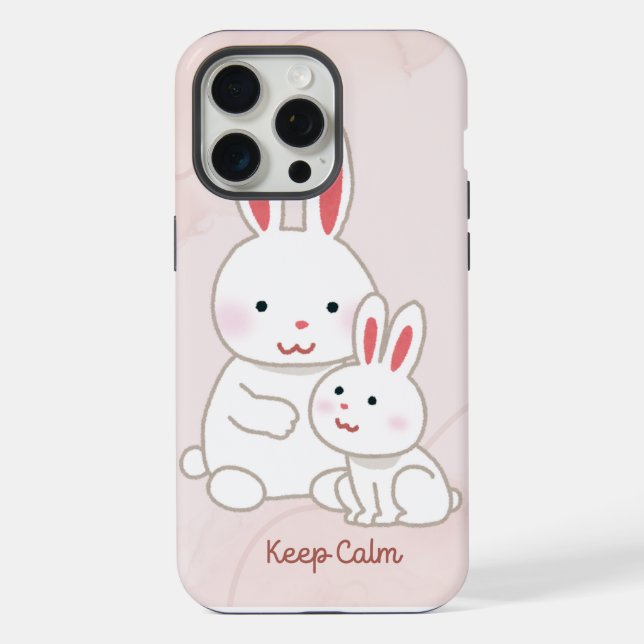 Coque iPhone Étui 'Keep Calm' Bunny pour iPhone 15 Pro Max (Verso)