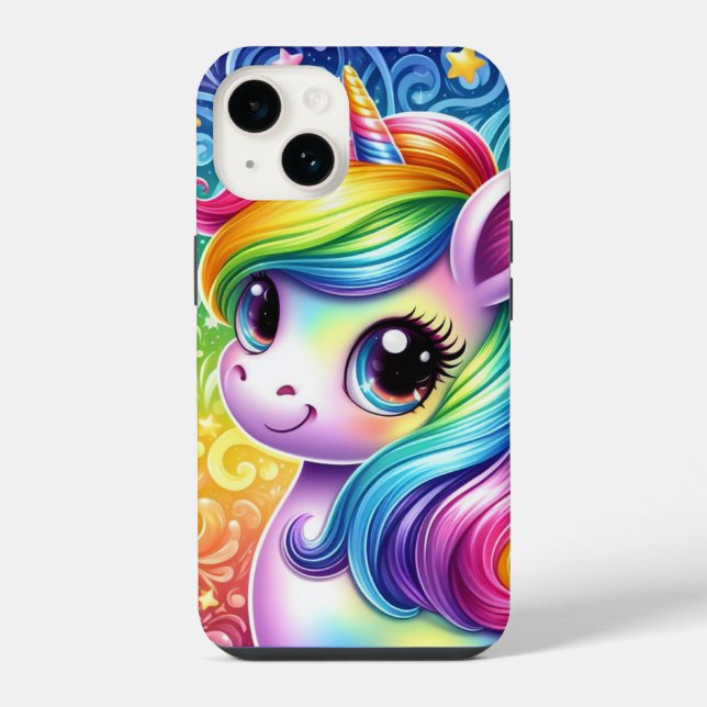 Coque iPhone Étui licorne bébé arc-en-ciel pour iphone 14 (Verso)