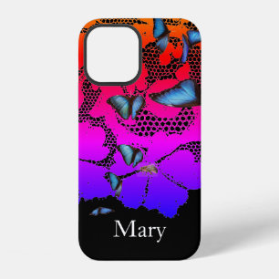 COQUE iPhone 12 ÉTUI MATE FLEURS ARC-EN-CIEL DENTELLE ANCIENNE NOM