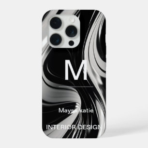 Coque iPhone 15 Pro Étui minimaliste moderne monogramme noir et blanc